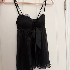 Victoria's Secret Black Sheer Lace Chemise